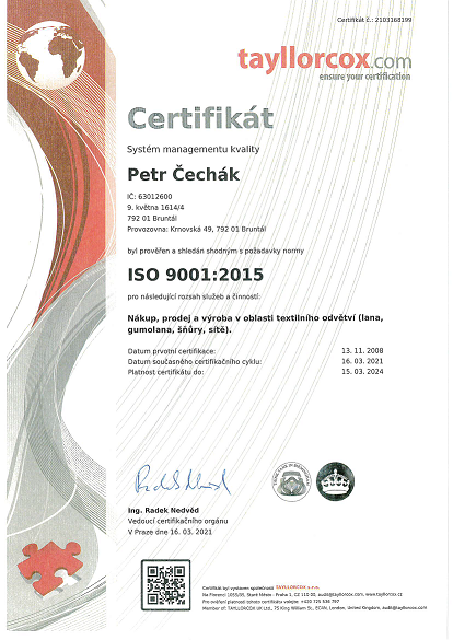 LaTy ISO certifikát 9001:2015